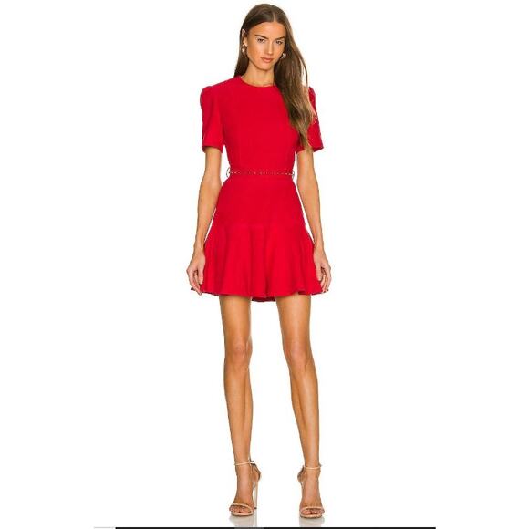 Karina Grimaldi Angelina Suede Mini Dress Ruby Medium - Picture 1 of 15